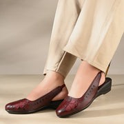 Women Maroon Leather Slingback Sandle (W-MT-65-MAROON)