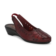Women Maroon Leather Slingback Sandle (W-MT-65-MAROON)