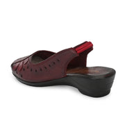 Women Maroon Leather Slingback Sandle (W-MT-65-MAROON)