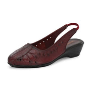 Women Maroon Leather Slingback Sandle (W-MT-65-MAROON)
