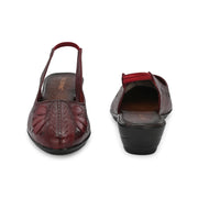 Women Maroon Leather Slingback Sandle (W-MT-65-MAROON)