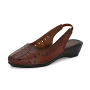 Women Tan Leather Slingback Sandle (W-MT-65-TAN)