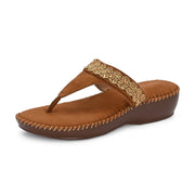 Women Embellished Toe-Post Wedge Sandals (W-MT-68-ANTIQUE)