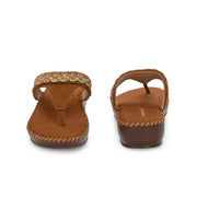 Women Embellished Toe-Post Wedge Sandals (W-MT-68-ANTIQUE)