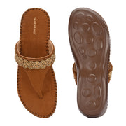 Women Embellished Toe-Post Wedge Sandals (W-MT-68-ANTIQUE)
