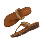 Women Embellished Toe-Post Wedge Sandals (W-MT-68-ANTIQUE)