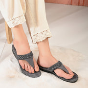 Women Embellished Toe-Post Wedge Sandals (W-MT-68-GUNMETAL)