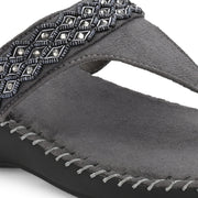 Women Embellished Toe-Post Wedge Sandals (W-MT-68-GUNMETAL)