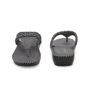 Women Embellished Toe-Post Wedge Sandals (W-MT-68-GUNMETAL)