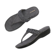 Women Embellished Toe-Post Wedge Sandals (W-MT-68-GUNMETAL)