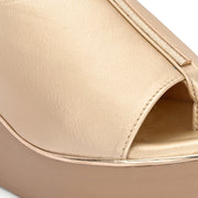 Women Metallic Wedge Slide Sandals (W-MT-70-LIGHTGOLD)