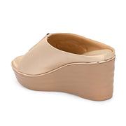Women Metallic Wedge Slide Sandals (W-MT-70-LIGHTGOLD)