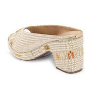 Women Embroidered Light Gold Wedge Sandals (W-MT-72-LIGHTGOLD)