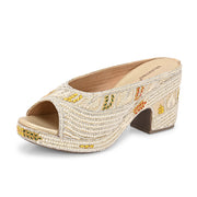 Women Embroidered Light Gold Wedge Sandals (W-MT-72-LIGHTGOLD)
