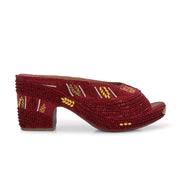 Women Embroidered Maroon Wedge Sandals (W-MT-72-MAROON)