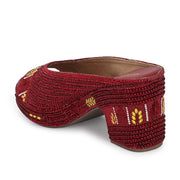 Women Embroidered Maroon Wedge Sandals (W-MT-72-MAROON)