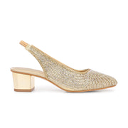 Women Embellished Slingback Block Heels (W-MT-73-LIGHTGOLD)