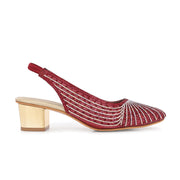 Women Embellished Slingback Block Heels (W-MT-73-MAROON)