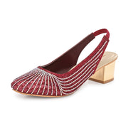 Women Embellished Slingback Block Heels (W-MT-73-MAROON)