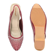 Women Embellished Slingback Block Heels (W-MT-73-MAROON)