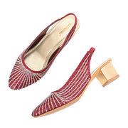 Women Embellished Slingback Block Heels (W-MT-73-MAROON)