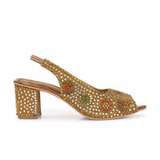 Women Open-Toe Embellished Slingback Heels (W-MT-74-ANTIQUE)