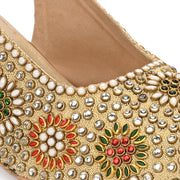 Women Open-Toe Embellished Slingback Heels (W-MT-74-GOLD-MULTI)