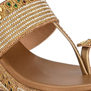 Women Embroidered Toe Ring Wedge Sandals (W-MT-75-ANTIQUE)