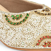 Women Embellished Slip-On Mules (W-MT-76-GOLDMULTI)
