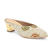 Women Embellished Slip-On Mules (W-MT-76-GOLDMULTI)