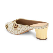 Women Embellished Slip-On Mules (W-MT-76-GOLDMULTI)