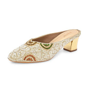 Women Embellished Slip-On Mules (W-MT-76-GOLDMULTI)