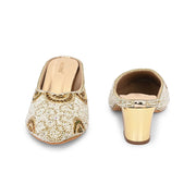 Women Embellished Slip-On Mules (W-MT-76-GOLDMULTI)