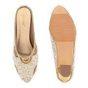 Women Embellished Slip-On Mules (W-MT-76-GOLDMULTI)