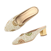 Women Embellished Slip-On Mules (W-MT-76-GOLDMULTI)