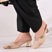 Women Embellished Slip-On Mules (W-MT-76-ROSEGOLD)