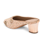 Women Embellished Slip-On Mules (W-MT-76-ROSEGOLD)