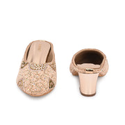 Women Embellished Slip-On Mules (W-MT-76-ROSEGOLD)