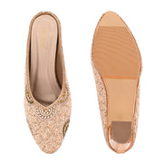 Women Embellished Slip-On Mules (W-MT-76-ROSEGOLD)