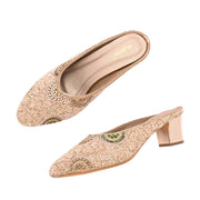Women Embellished Slip-On Mules (W-MT-76-ROSEGOLD)