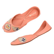 Women Peach Embroidered Ethnic Jutti (W-PD-10-PEACH)