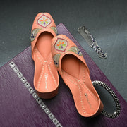 Women Peach Embroidered Ethnic Jutti (W-PD-10-PEACH)