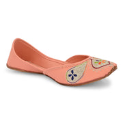 Women Peach Embroidered Ethnic Jutti (W-PD-10-PEACH)