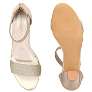 Women Block Heel Sandals with Ankle Strap & Back Zip (W-RST-002A-GOLD)