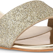 Women Block Heel Sandals with Ankle Strap & Back Zip (W-RST-002A-GOLD)