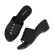Women Wedge Slide Sandals (W-RST-035B-BLACK)
