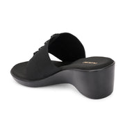 Women Wedge Slide Sandals (W-RST-035B-BLACK)