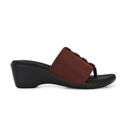 Women Wedge Slide Sandals (W-RST-035B-BROWN)