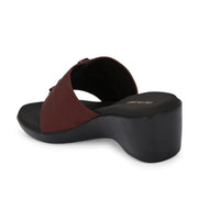 Women Wedge Slide Sandals (W-RST-035B-BROWN)