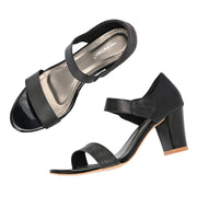 Women Ankle Strap Block Heel Sandals (W-RST-045-BLACK)